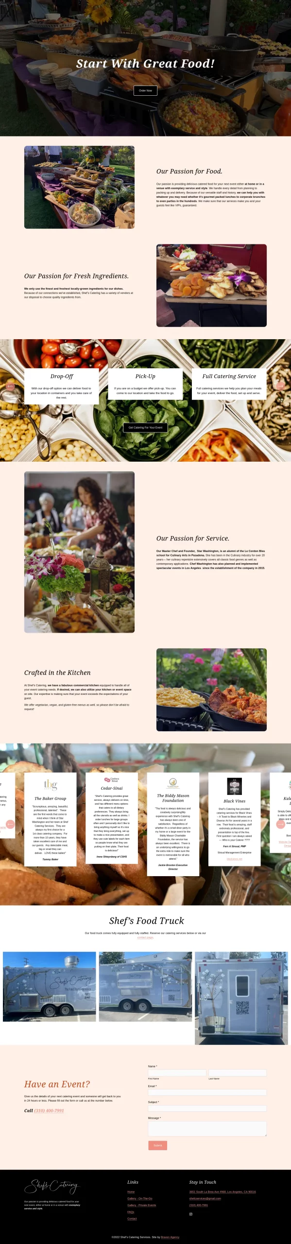 Shef's Catering homepage